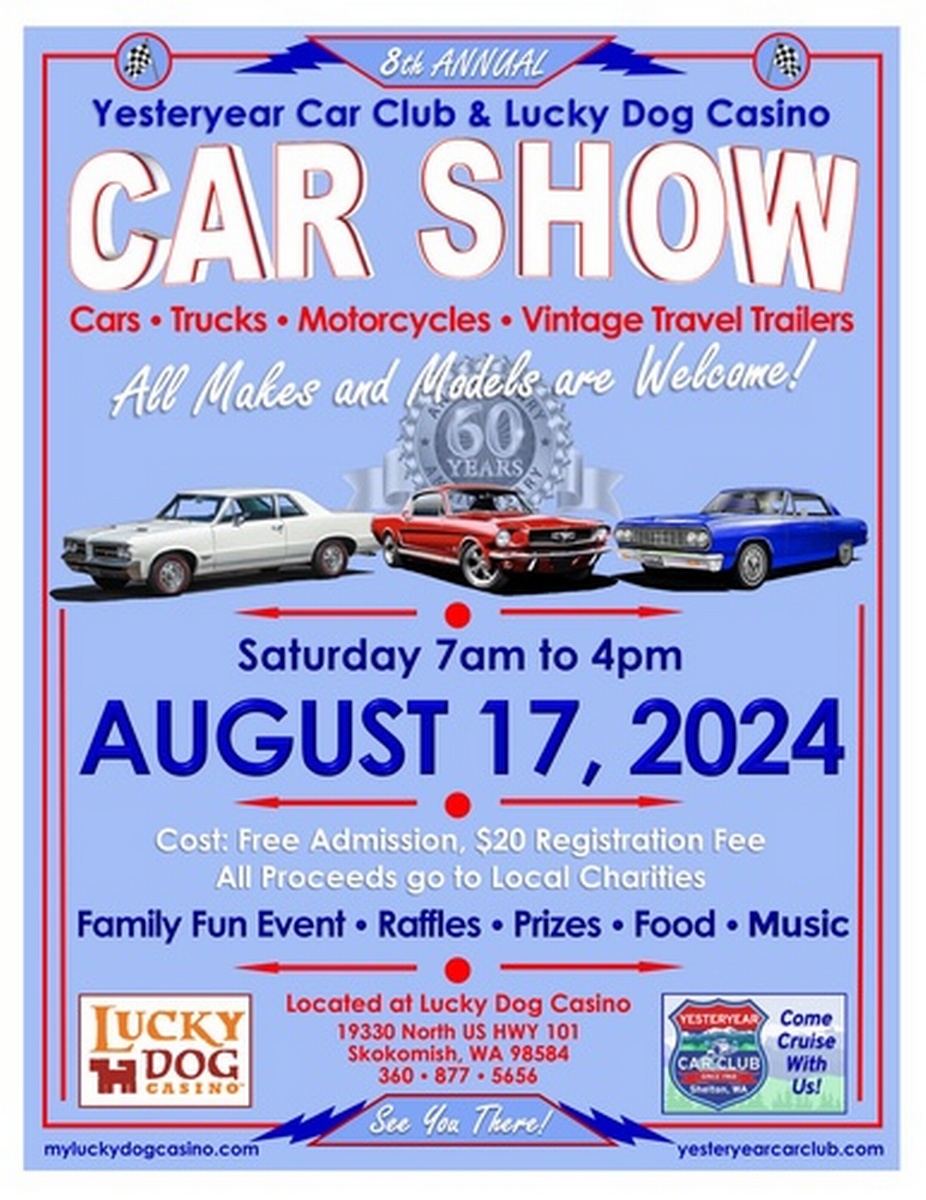 8th Annual Car Show by Yesteryear Car Club & Lucky Dog Casino Aug 17